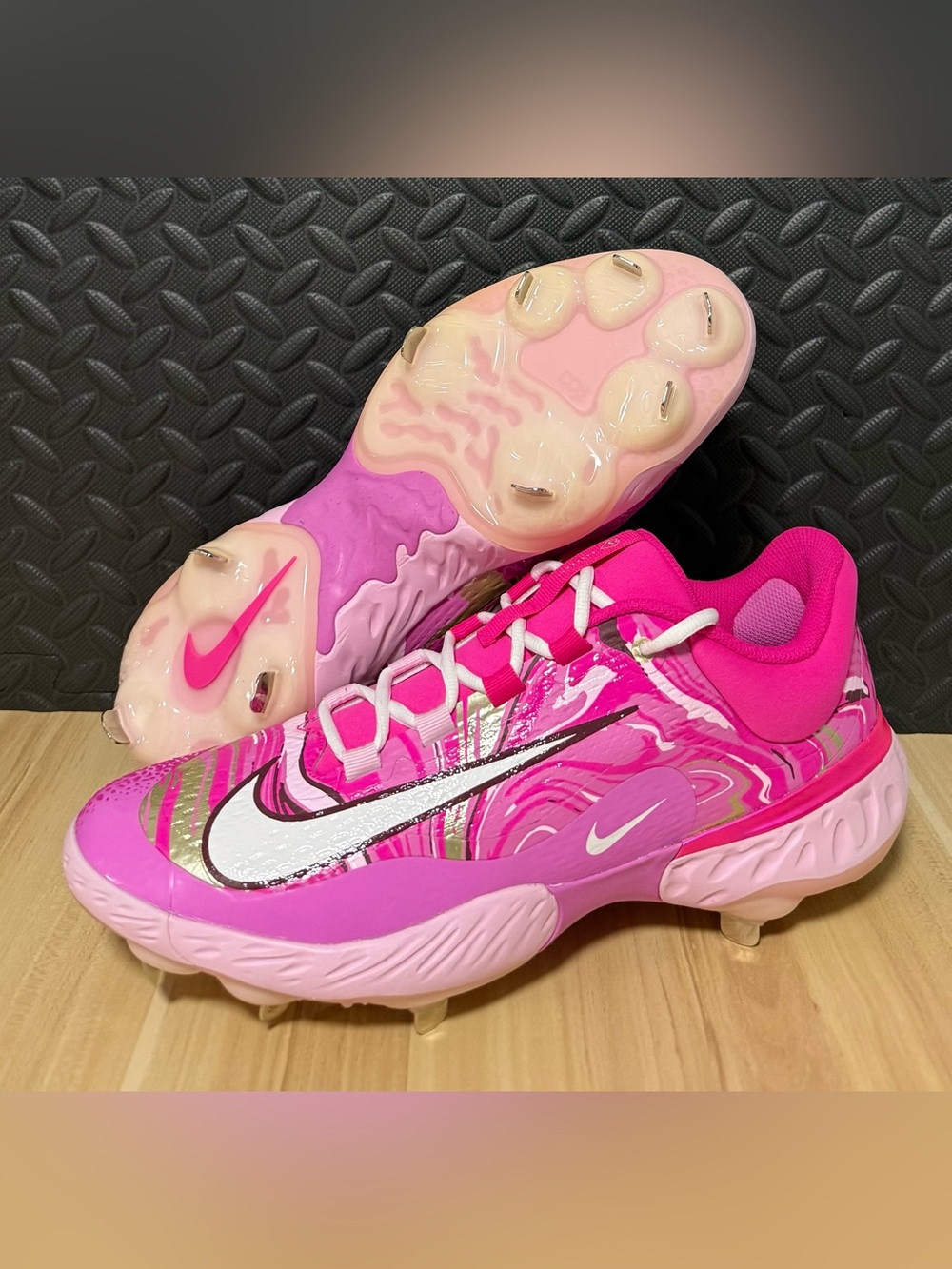 Nike Alpha Huarache Elite Mother's Day Low Baseball Cleats FZ7345-600 Mens Sz 12